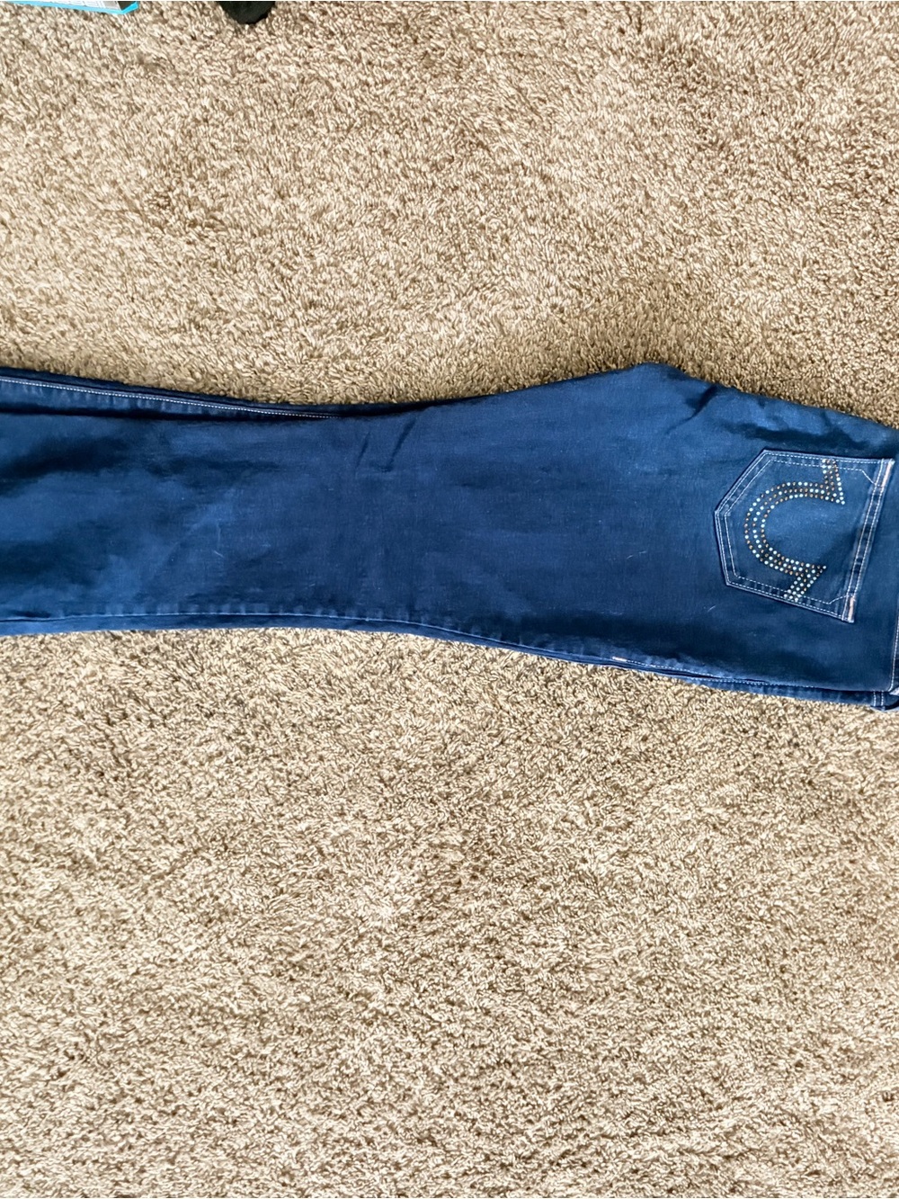 True Religion Women’s Dark Indigo Skinny Jeans with Rhinestone Pocket